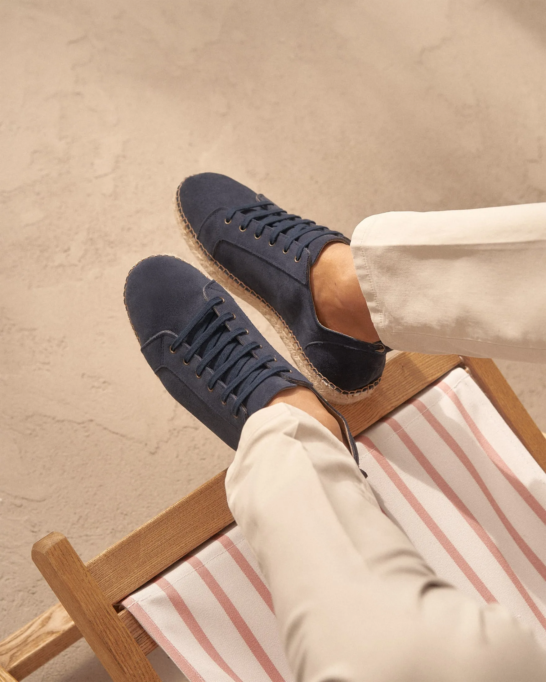 Suede Lace-Up Espadrilles - K15SH - Hamptons Patriot Blue