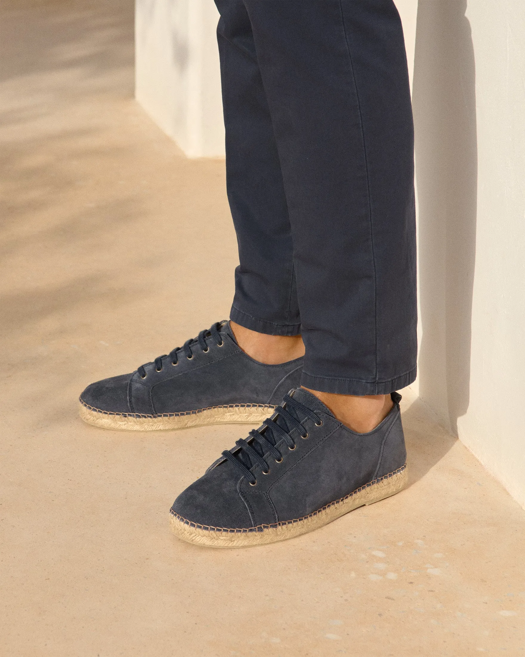 Suede Lace-Up Espadrilles - K15SH - Hamptons Patriot Blue