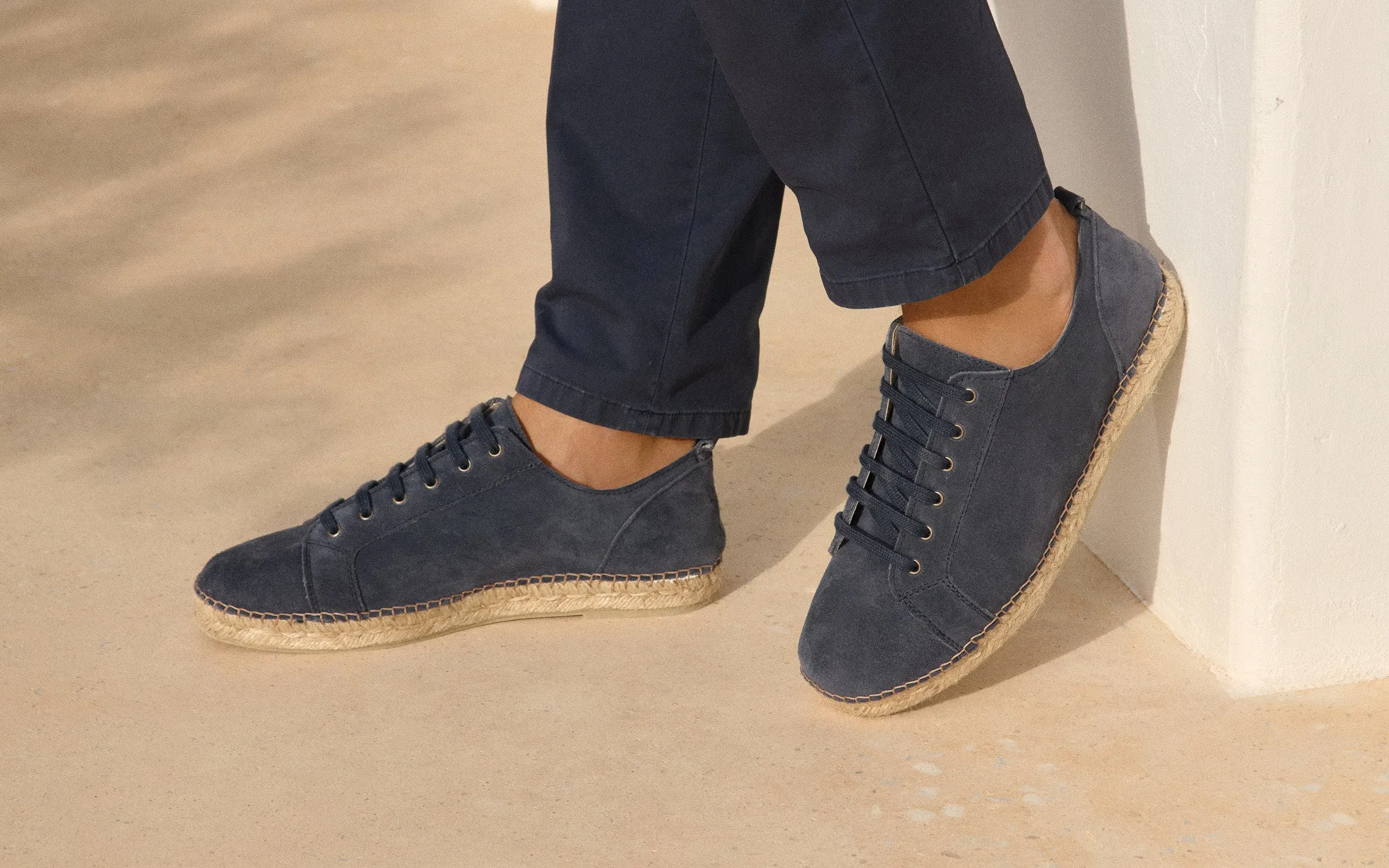 Suede Lace-Up Espadrilles - K15SH - Hamptons Patriot Blue