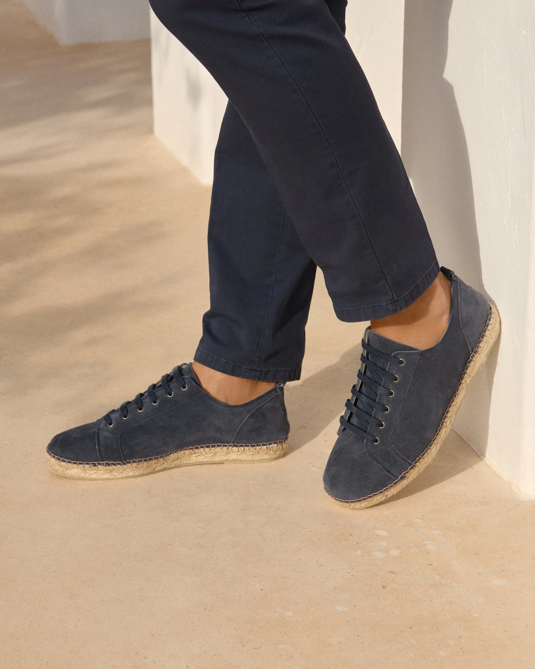 Suede Lace-Up Espadrilles - K15SH - Hamptons Patriot Blue