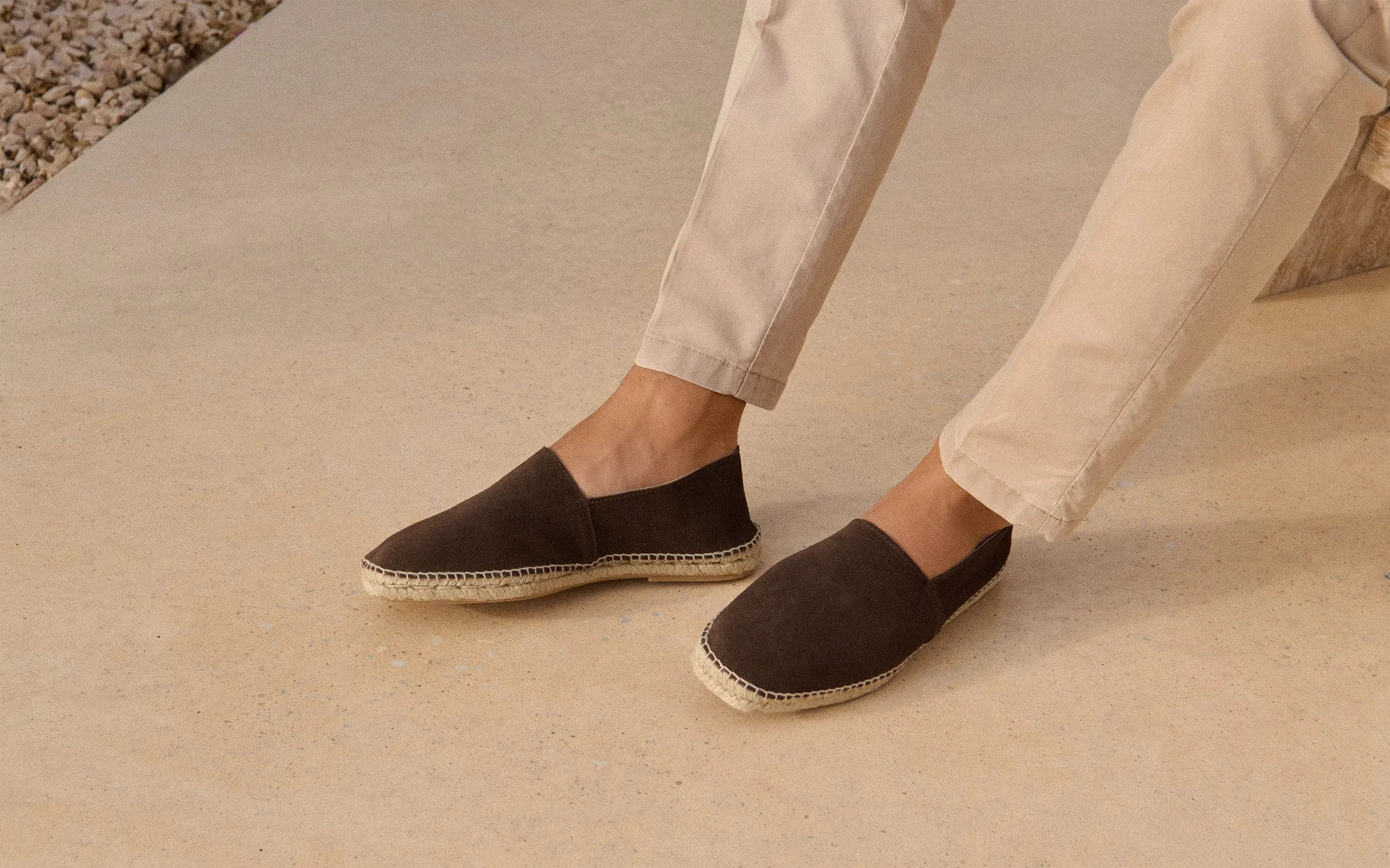 Suede Squared Toe Espadrilles - R57CQ - Hamptons Cocoa