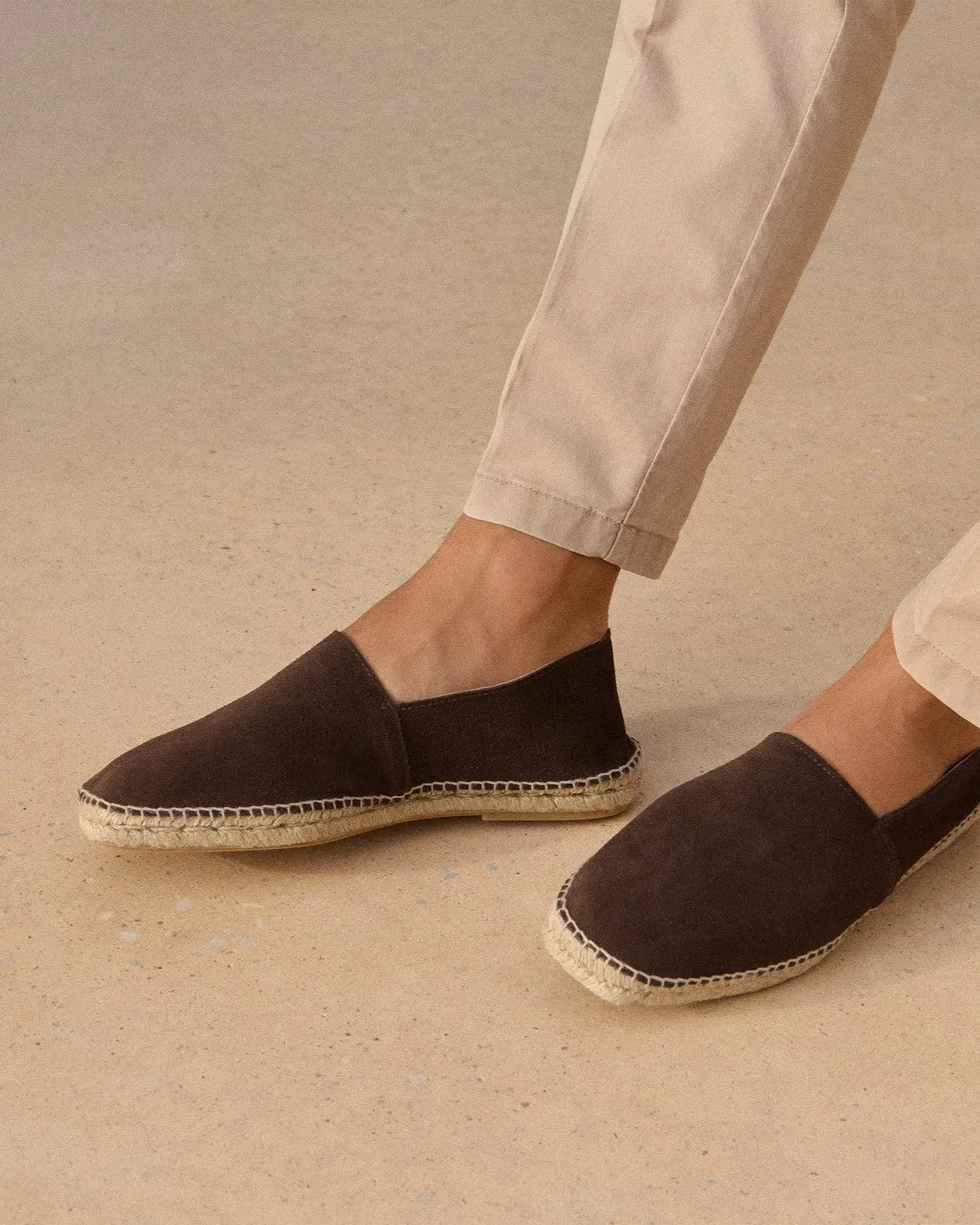 Suede Squared Toe Espadrilles - R57CQ - Hamptons Cocoa