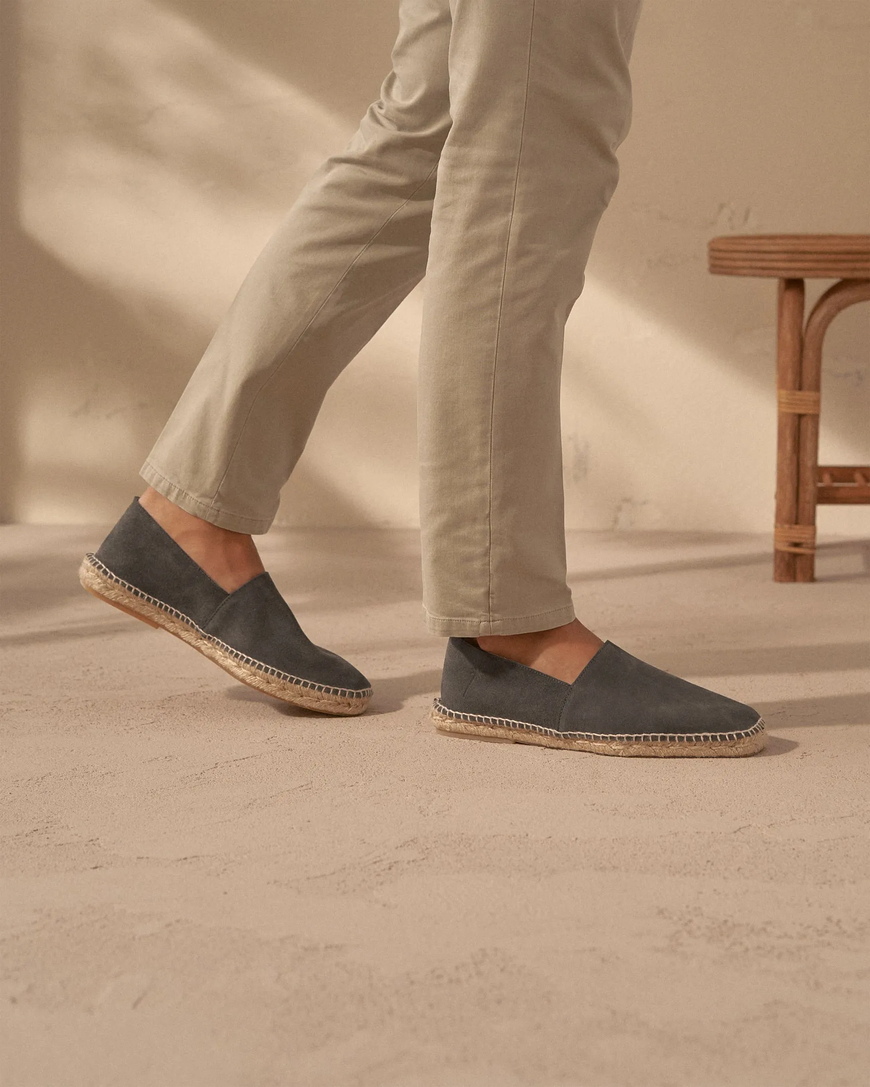 Suede Squared Toe Espadrilles - W10CQ - Hamptons Carbon Grey