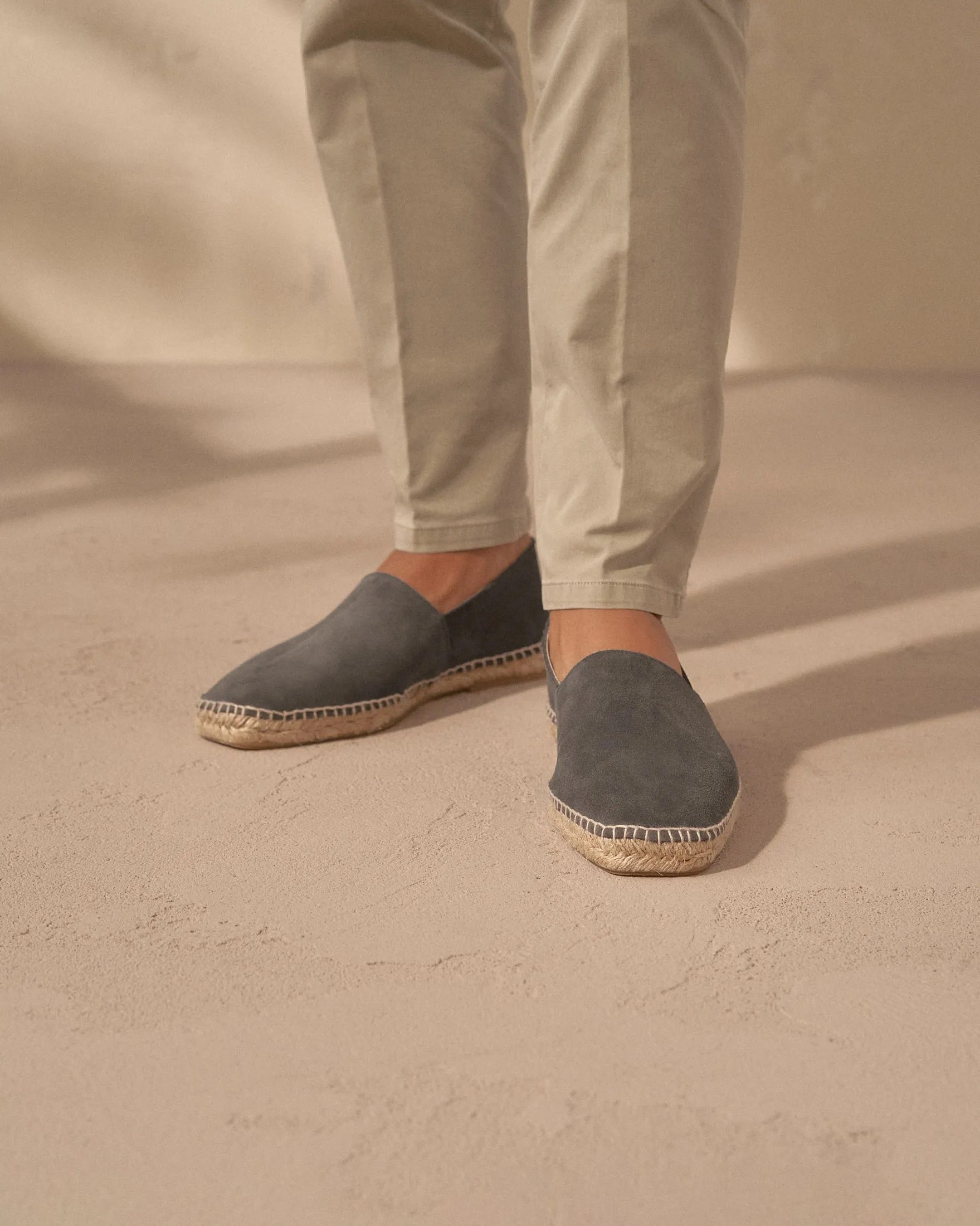 Suede Squared Toe Espadrilles - W10CQ - Hamptons Carbon Grey