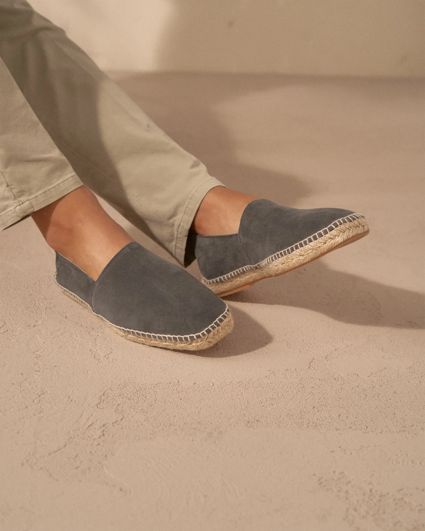 Suede Squared Toe Espadrilles - W10CQ - Hamptons Carbon Grey