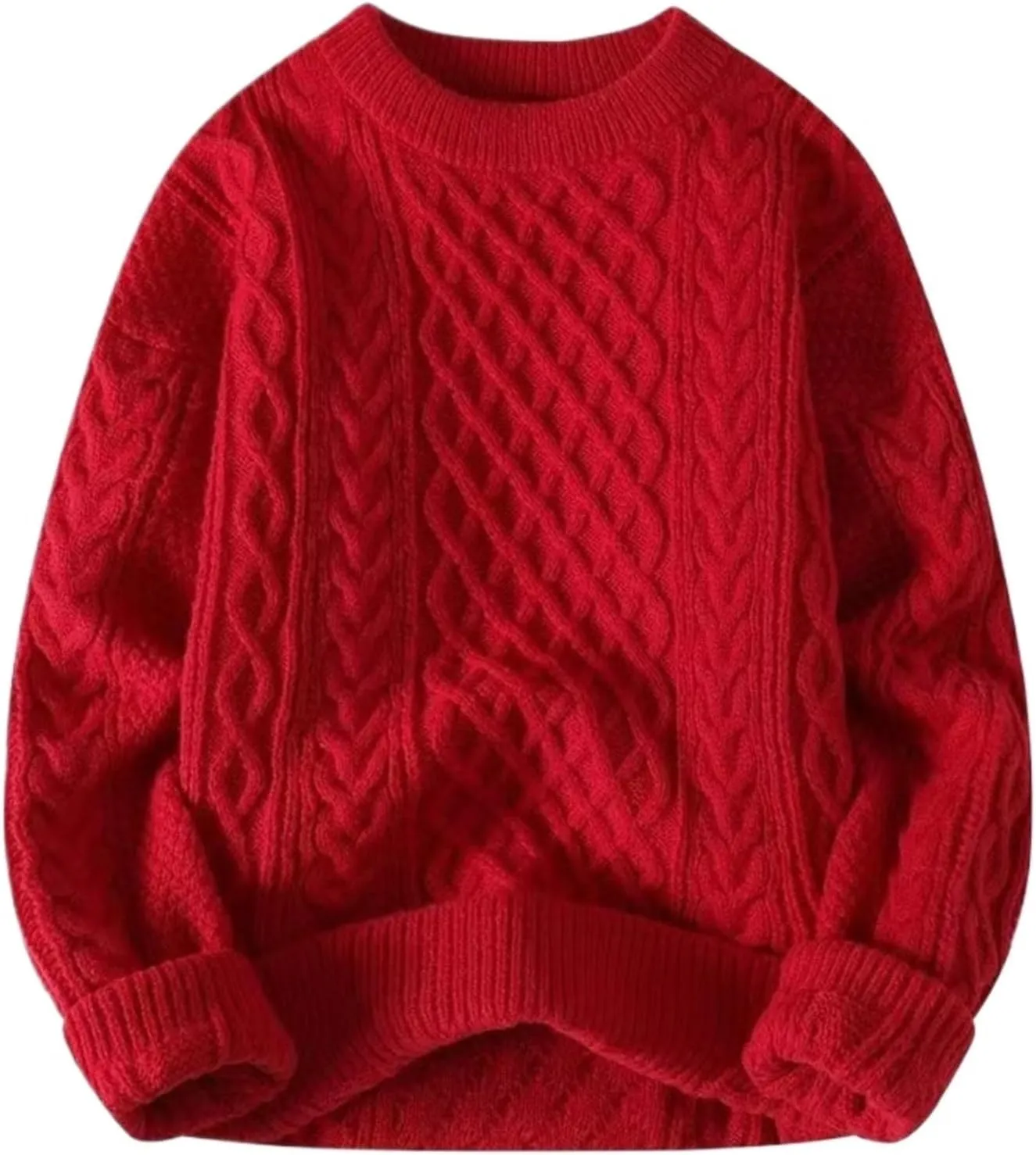 Sumleno Women Trendy Oversized Cable Knitted Chunky Sweaters Vintage Crewneck Long Sleeve Fall Winter Y2k Pullover Tops