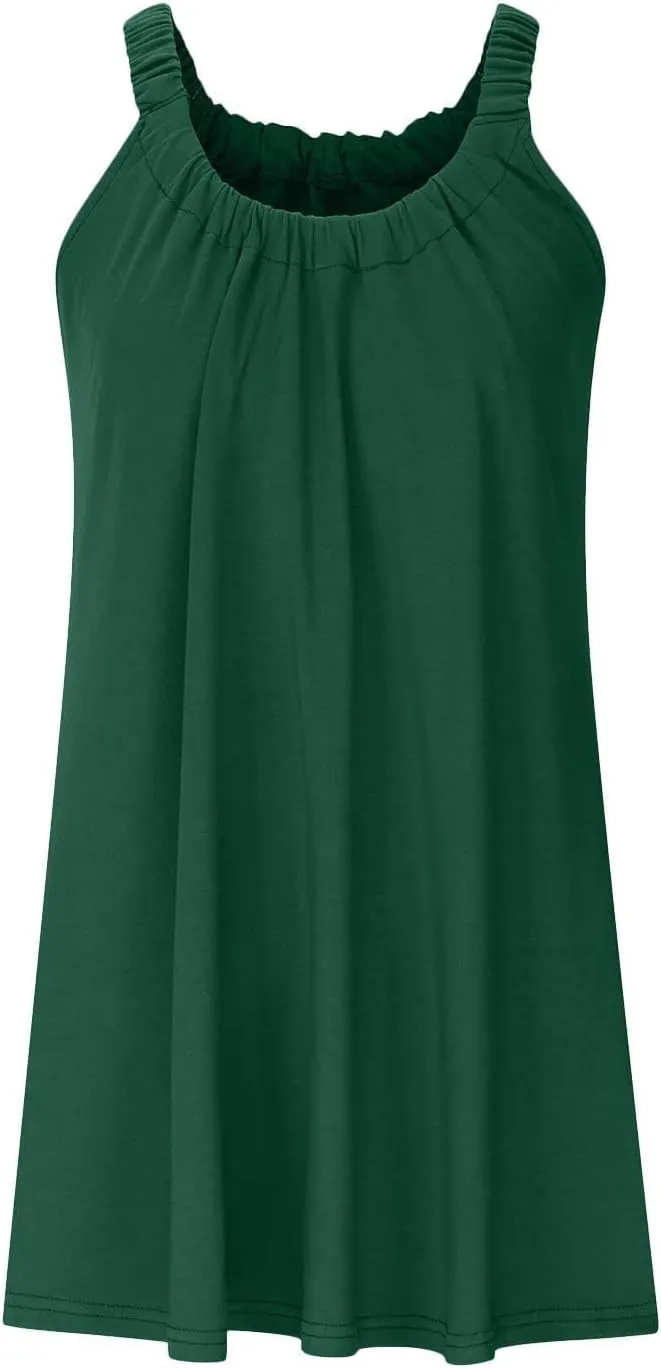 Summer Casual Dresses for Women 2025 Beach Vacation Trendy Sleeveless Mini Dress Solid Color Tank Dress