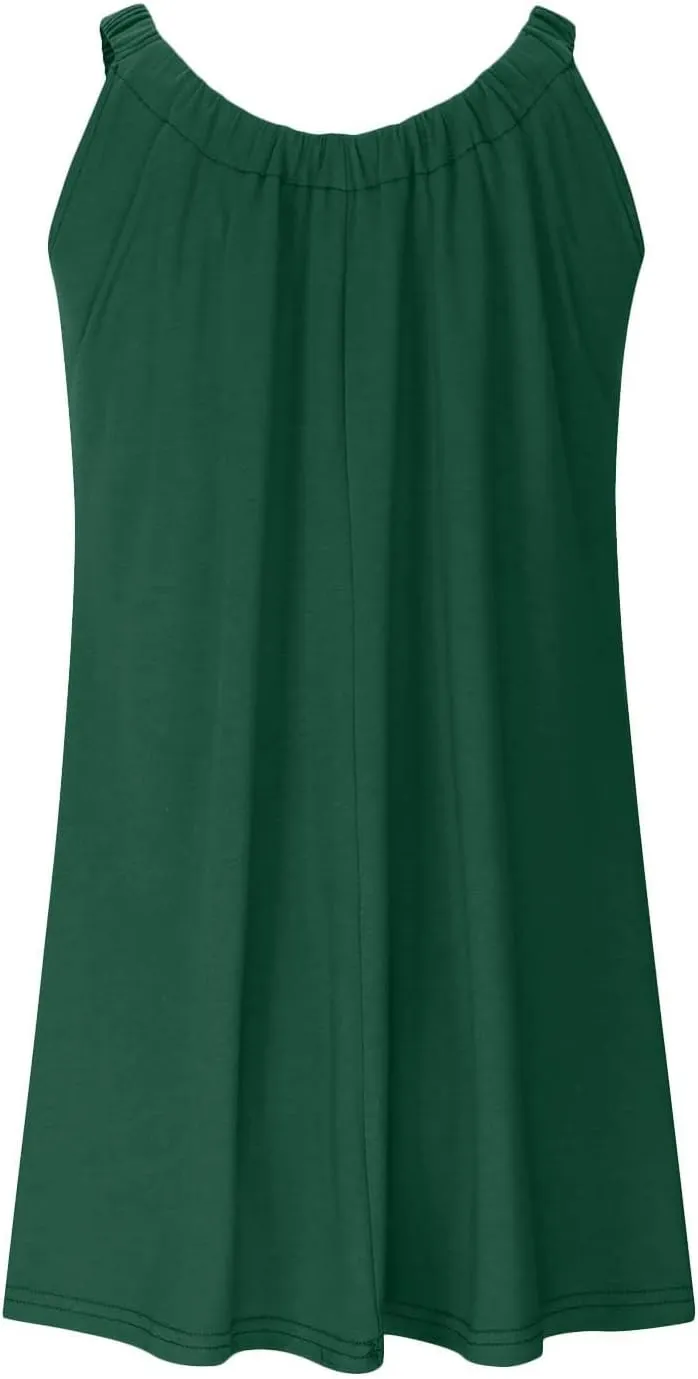 Summer Casual Dresses for Women 2025 Beach Vacation Trendy Sleeveless Mini Dress Solid Color Tank Dress