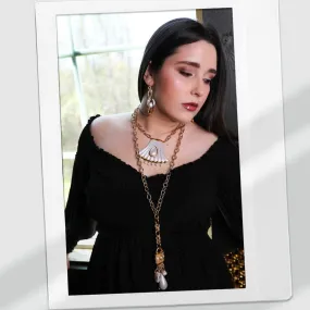 Sylvie Gabrielli My Heart Under Lock and Key Necklace with Vintage Elements and Freshwater Pearls, Handmade Women's Necklace