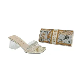 Taiyu Endless Love Clear Rhinestone Heels and Money Clutch Purse Set