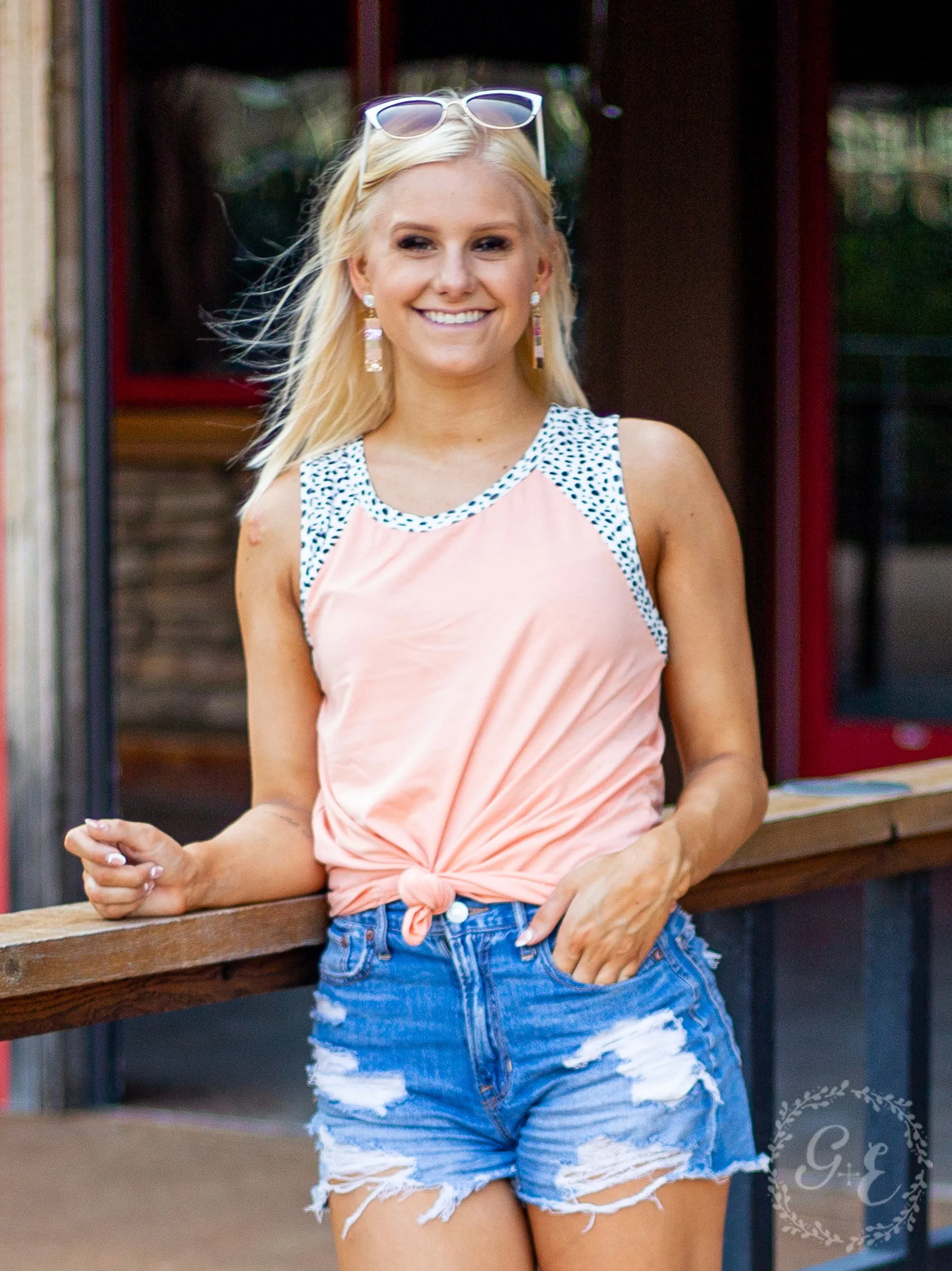 The Chloe Tank, Peach & Dalmatian