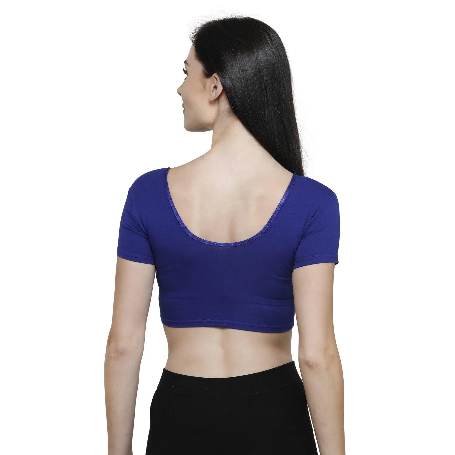 Vami Women's Cotton Stretchable Readymade Blouses - Ink Blue
