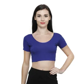 Vami Women's Cotton Stretchable Readymade Blouses - Ink Blue