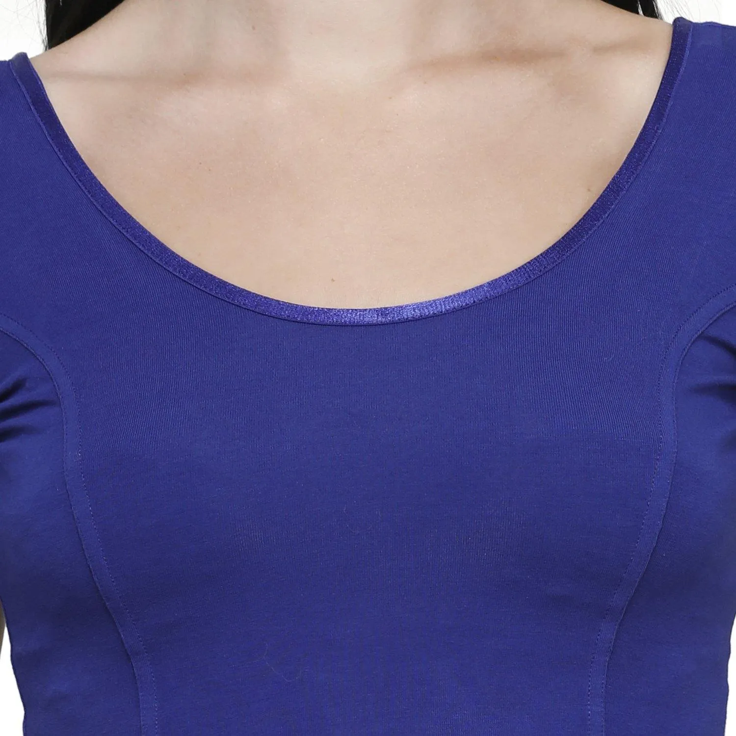 Vami Women's Cotton Stretchable Readymade Blouses - Ink Blue