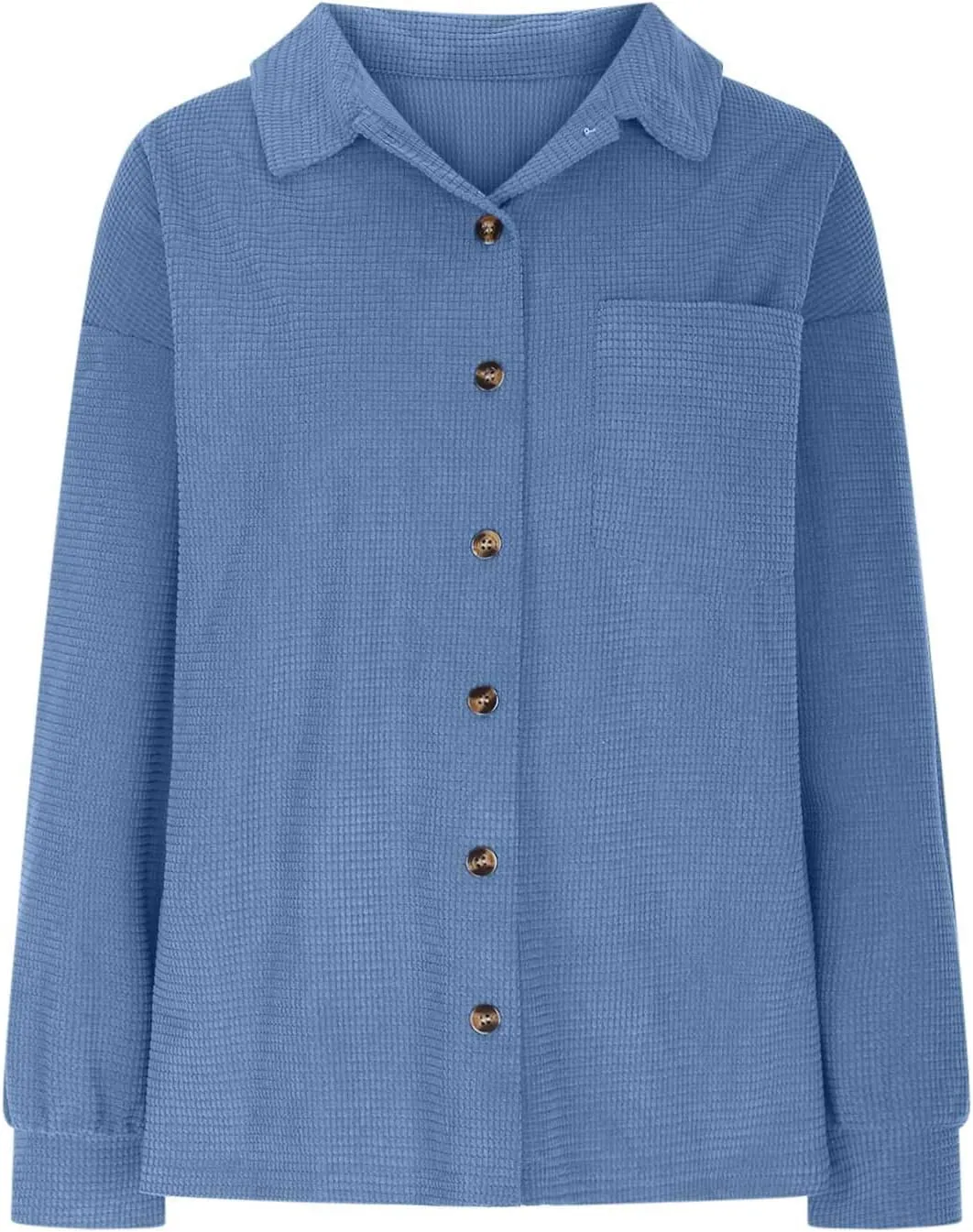 Women 2024 Long Sleeve Button Down Shirts Jacket Casual Cardigan Sweater Loose Soft Coats with Pocket