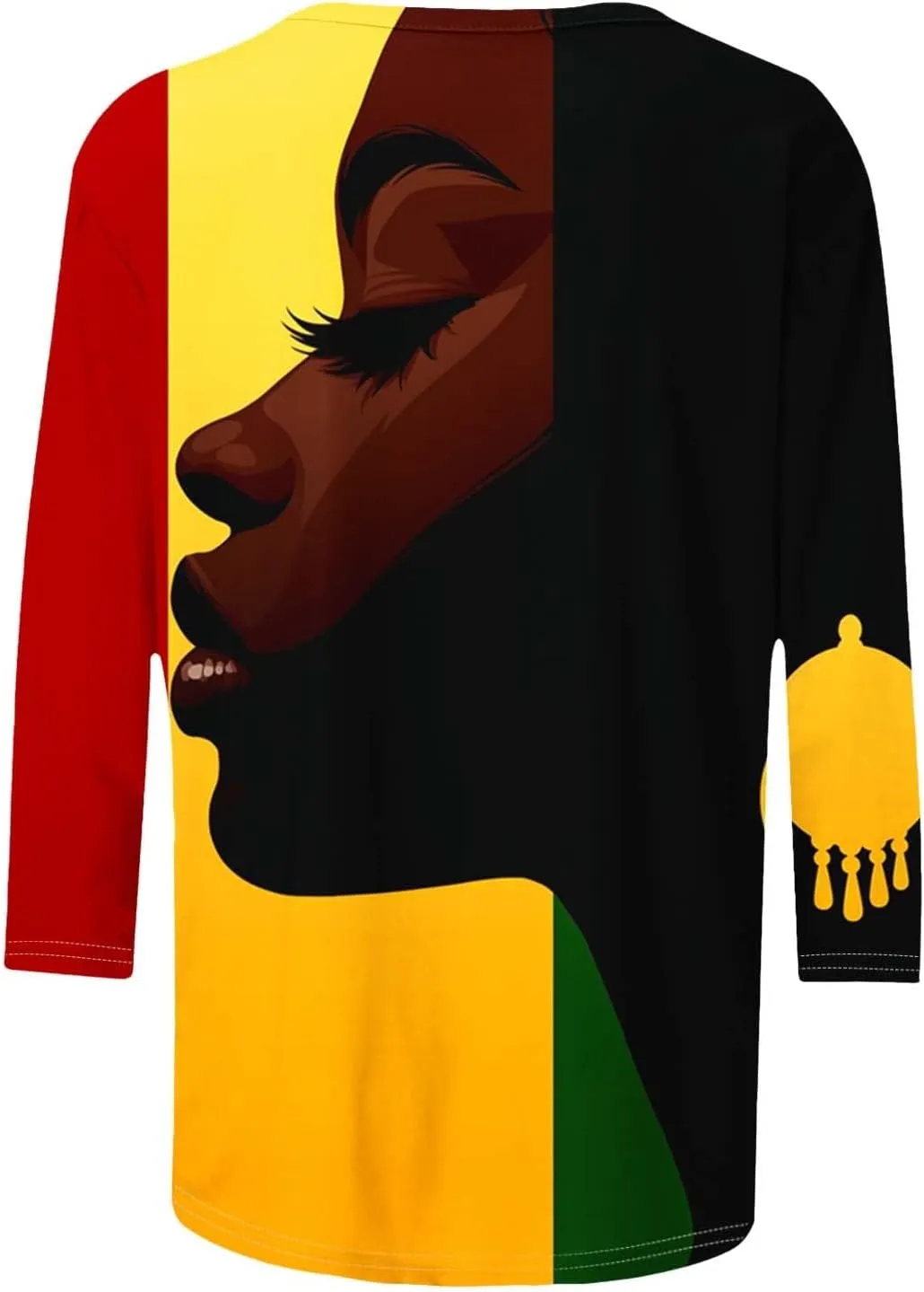 Women Black History Month Shirts African American Pride Crewneck Tunic 3/4 Length Sleeve Tops Plus Size Tees