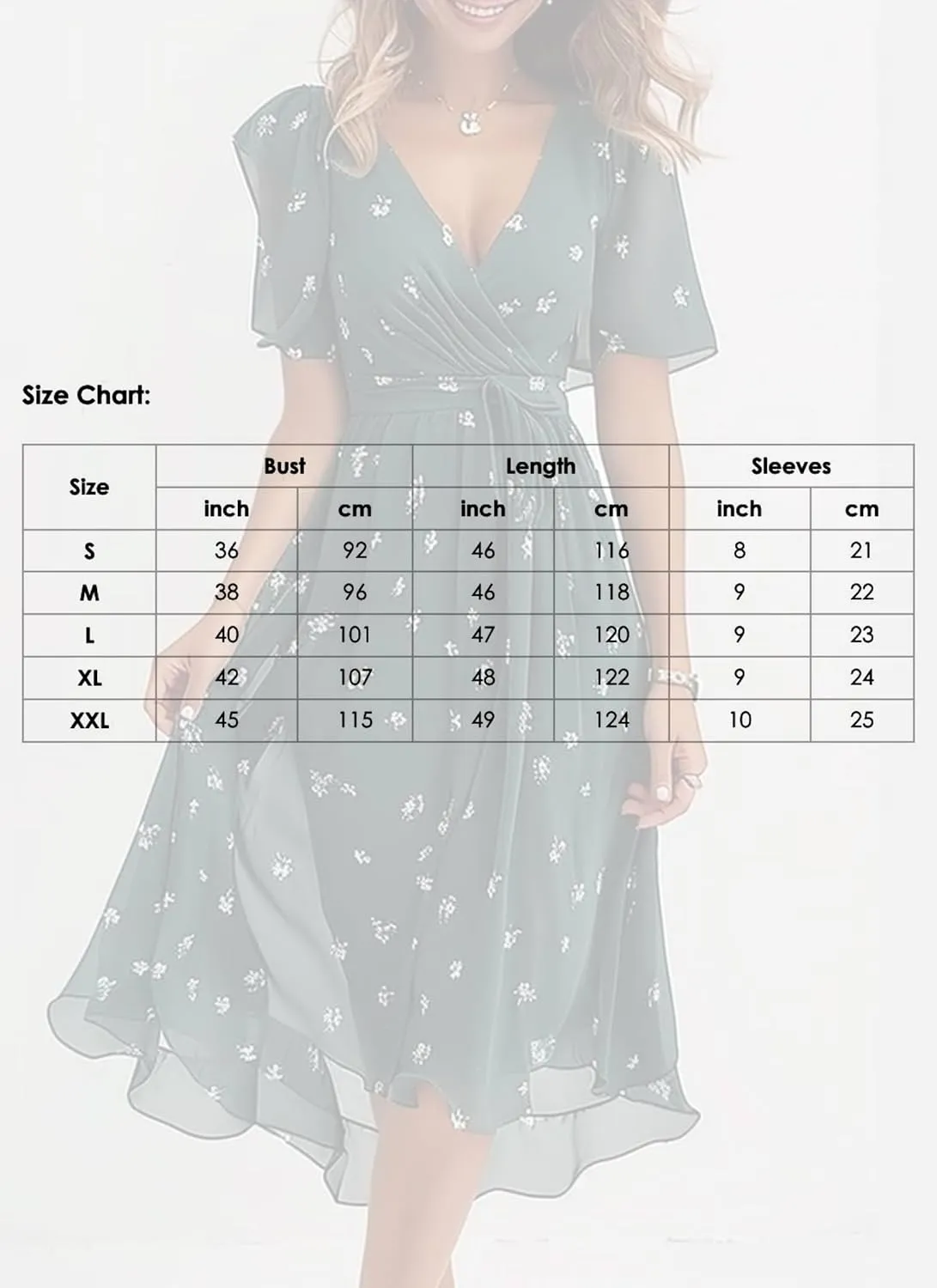 Women's Chic Wrap Dresses V Neck Flutter Sleeves Flowy Casual Floral Bohe Beach Vacation Midi Dress with Waist Tie