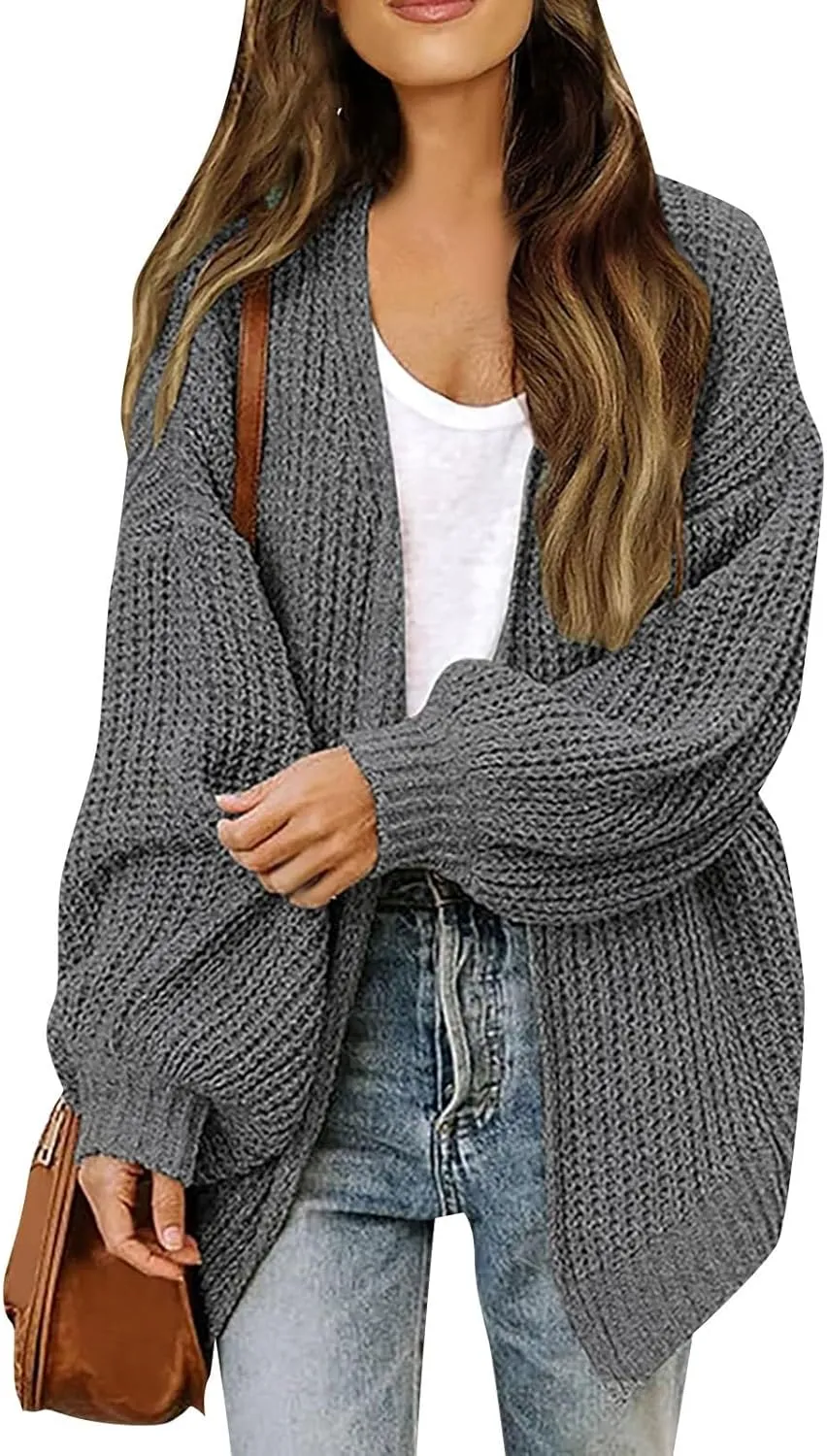 Women's Long Sleeve Open Front Casual Lightweight Soft Knit Cardigan Sweater Outerwear Medium Coat