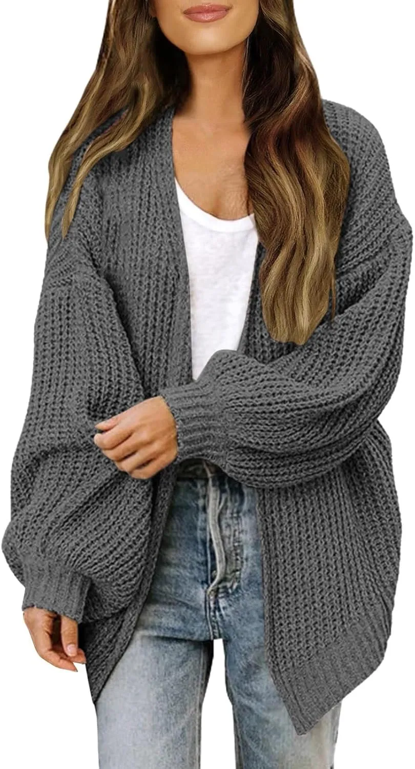 Women's Long Sleeve Open Front Casual Lightweight Soft Knit Cardigan Sweater Outerwear Medium Coat