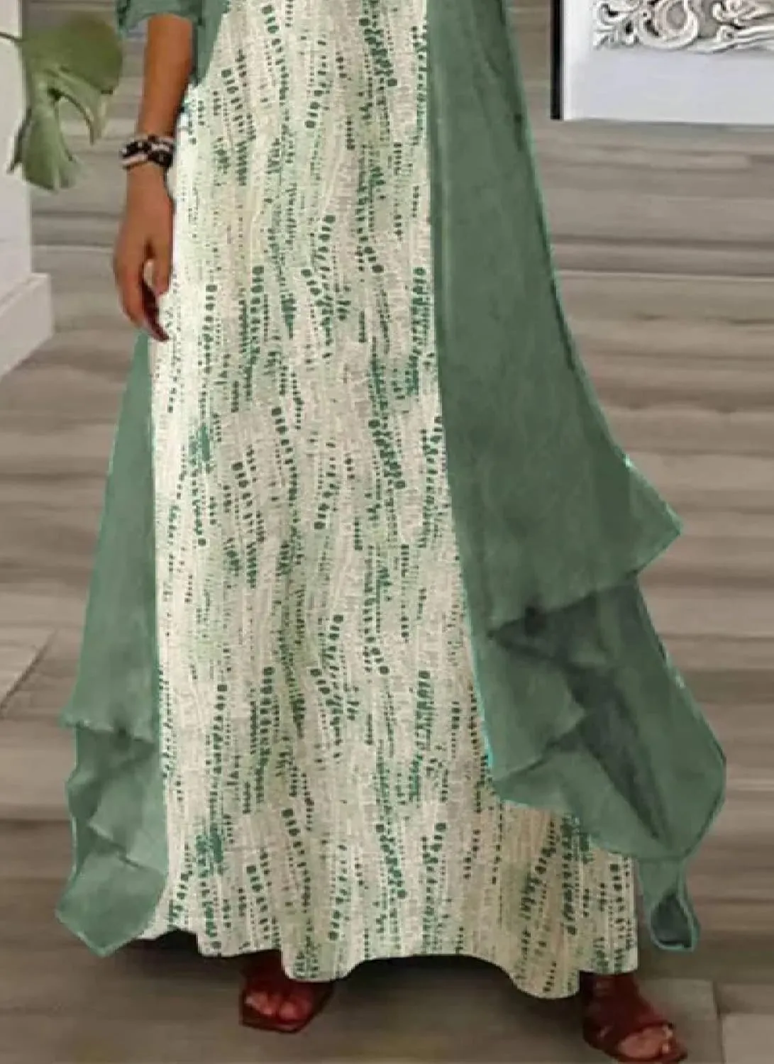 Women's Maxi Dress V-Neck 3/4 Sleeve Shift Floral with Jacket Chic Garden Party 2025 Spring Summer Dress