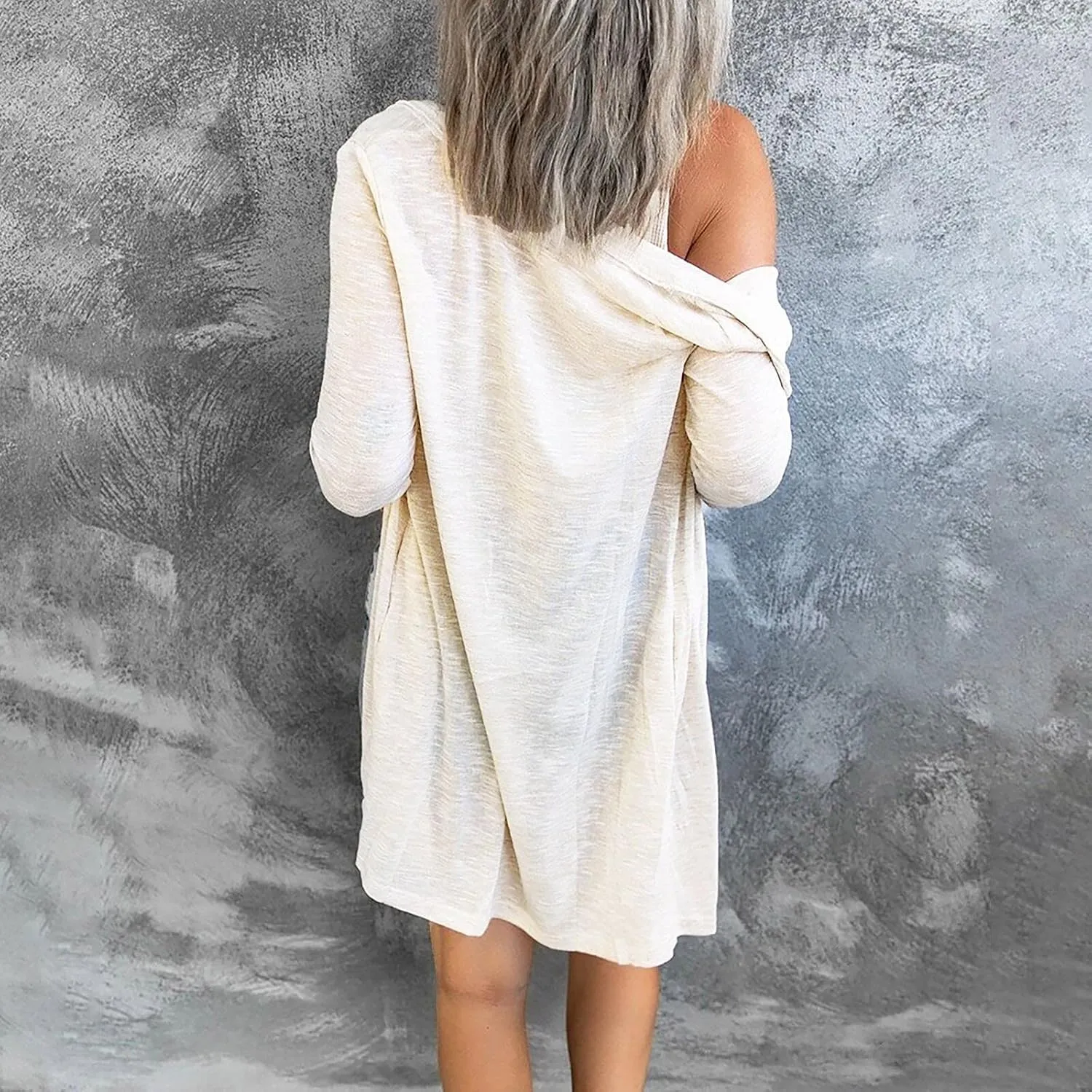 Womens Open Front Lightweight Cardigan Long Sleeve Button Down Loose Outwear Soft Drape Open Front Fall Clothes S-2XL