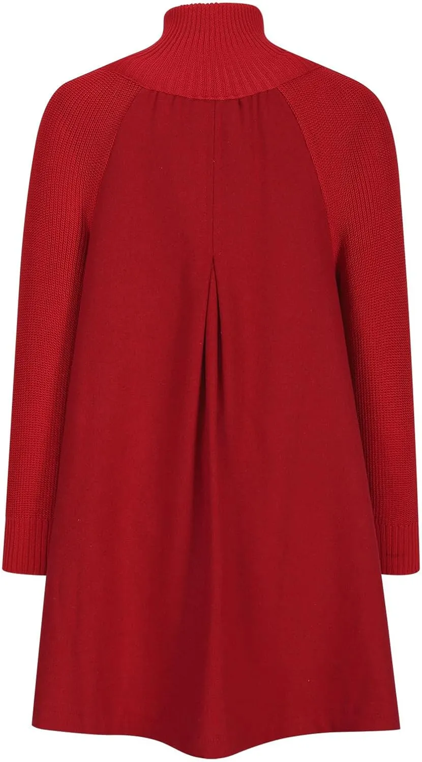 Women's Oversized Loose Long Length Button Coat, Fashion Soft Comfy Woolen Blend Casual Jackets Mock Neck Pea Coat