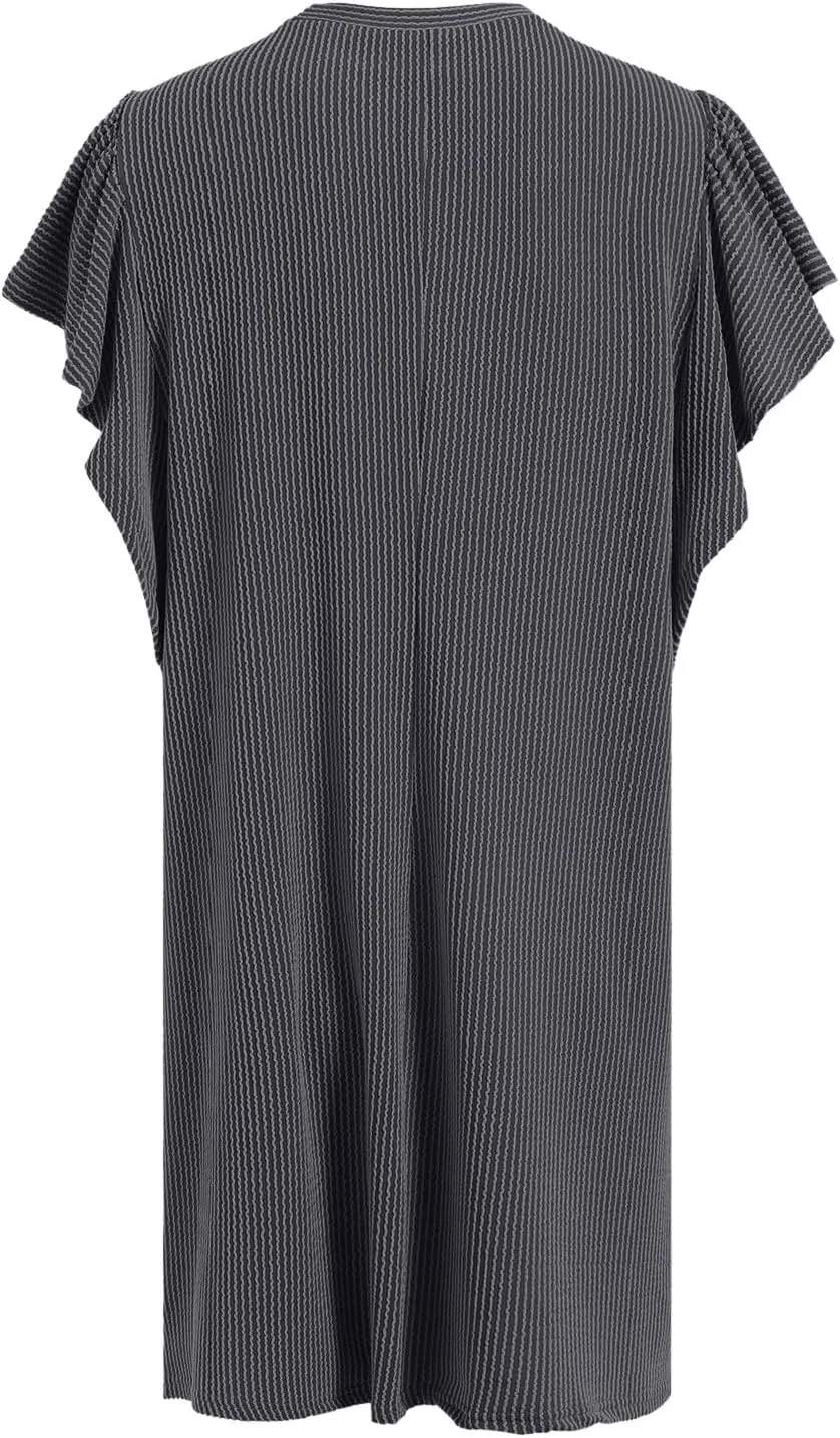 Womens Summer Dresses Fashion 2025 Crewneck Solid Casual Short Sleeve Spring Mini Dress Beach Vacation Dresses