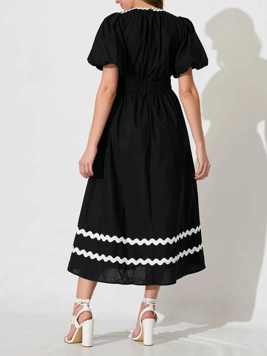 Womens V Neck Flutter Sleeve Boho Midi Dress Summer Wedding Guest Beach Party Long Dresses