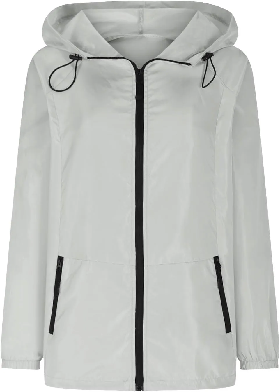 Womens Waterproof Outdoor Rain Jackets Lightweight Packable Hooded Raincoat Adjustable Soft Shell Windbreaker Jacket